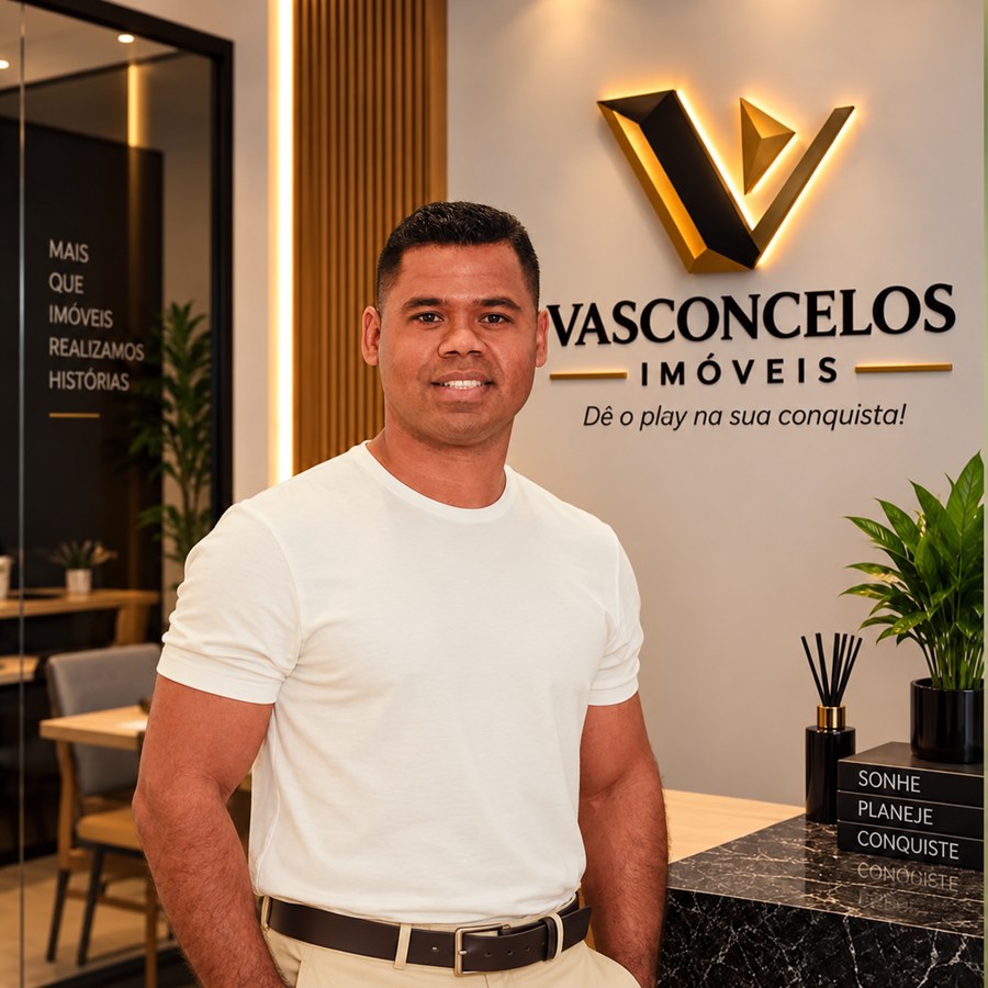 Mauri Garcês no escritório da Vasconcelos Imóveis